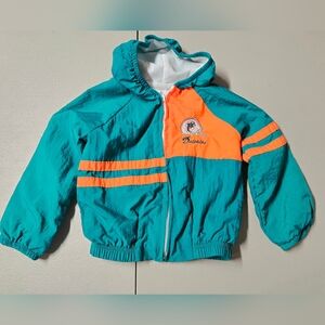 Vintage 90's Kid's Miami Dolphins NFL Babyfair Hooded Windbreaker Jacket, 4T